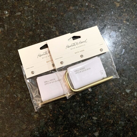 Set of TWO Hearth & and Hand With Magnolia Brass Plated Bath Hook New 2019 - Picture 3 of 6